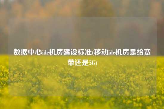 数据中心idc机房建设标准(移动idc机房是给宽带还是5G)