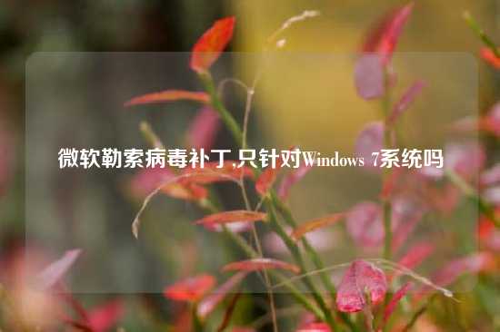 微软勒索病毒补丁,只针对Windows 7系统吗