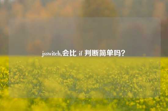 jsswitch,会比 if 判断简单吗？