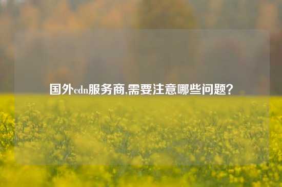 国外cdn服务商,需要注意哪些问题？
