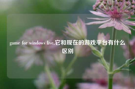 game for windows live,它和现在的游戏平台有什么区别