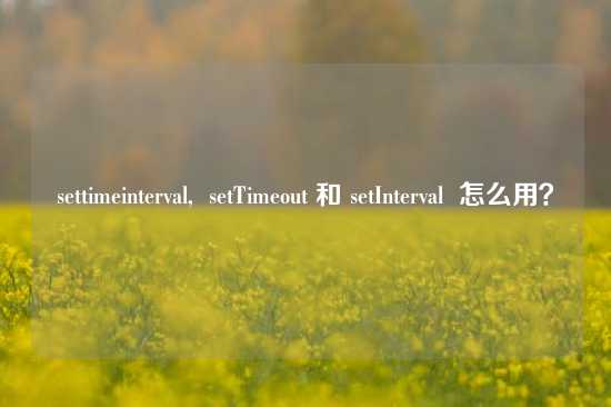 settimeinterval,  setTimeout 和 setInterval  怎么用？