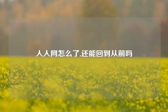 人人网怎么了,还能回到从前吗