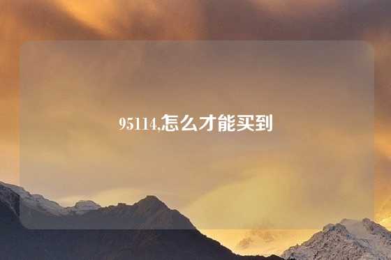 95114,怎么才能买到