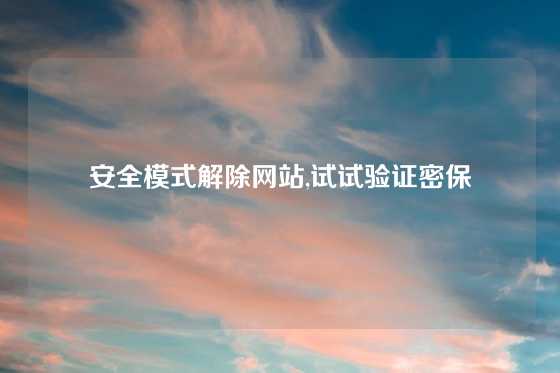 安全模式解除网站,试试验证密保