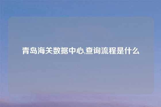 青岛海关数据中心,查询流程是什么