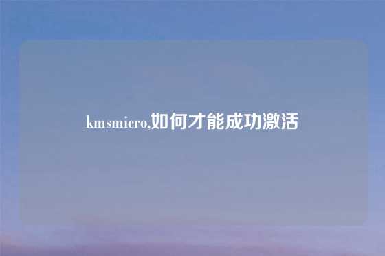 kmsmicro,如何才能成功激活