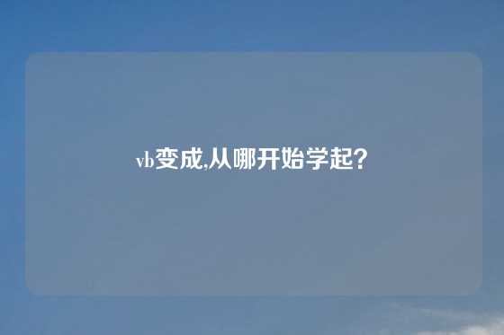 vb变成,从哪开始学起？