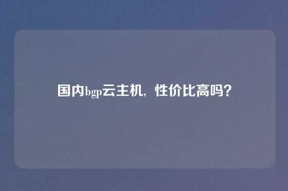 国内bgp云主机,  性价比高吗？
