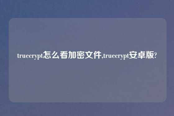 truecrypt怎么看加密文件,truecrypt安卓版?