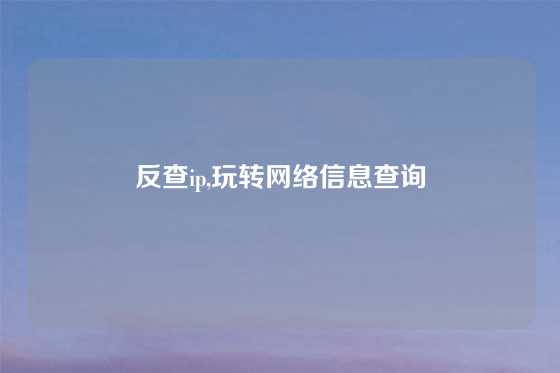 反查ip,玩转网络信息查询