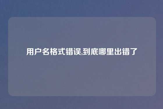 用户名格式错误,到底哪里出错了