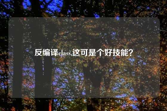 反编译class,这可是个好技能？