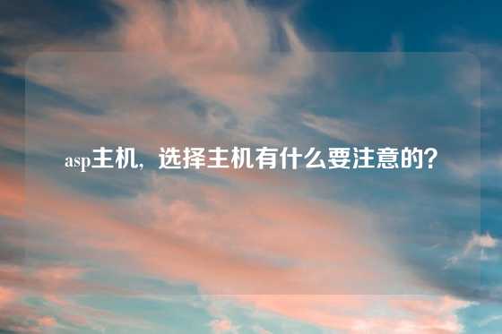asp主机,  选择主机有什么要注意的？