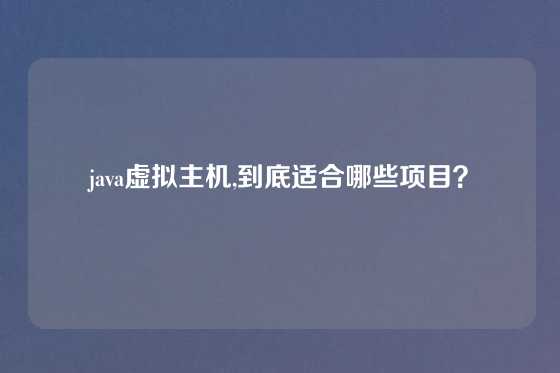 java虚拟主机,到底适合哪些项目？
