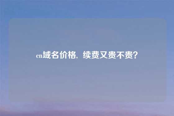 cn域名价格,  续费又贵不贵？