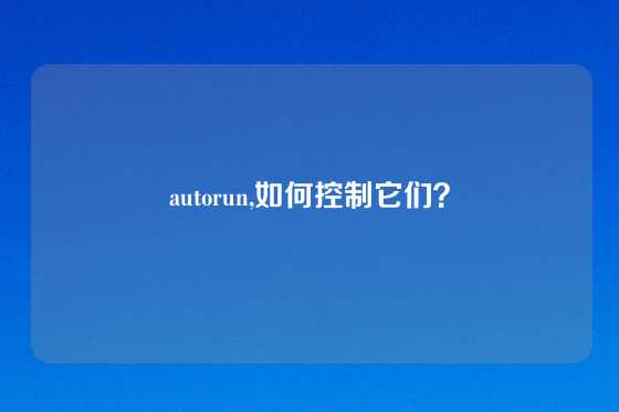 autorun,如何控制它们？
