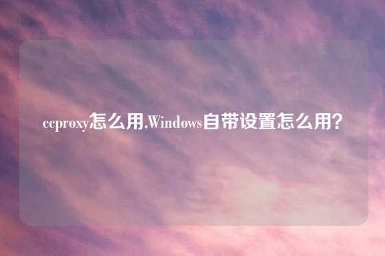 ccproxy怎么用,Windows自带设置怎么用？