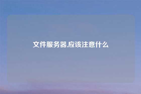 文件服务器,应该注意什么