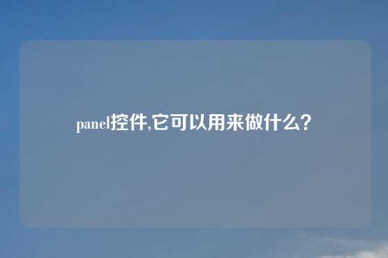 panel控件,它可以用来做什么？