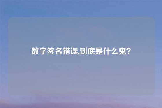 数字签名错误,到底是什么鬼？