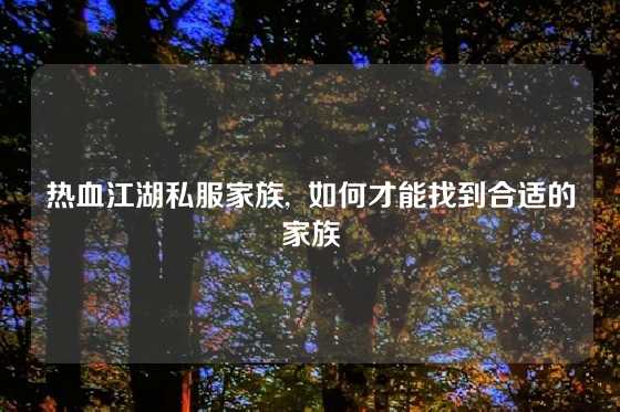 热血江湖私服家族,  如何才能找到合适的家族