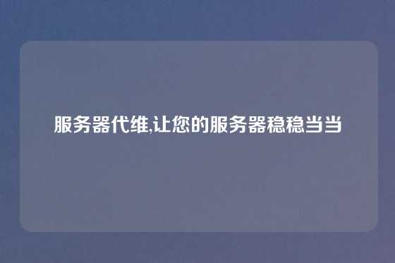 服务器代维,让您的服务器稳稳当当