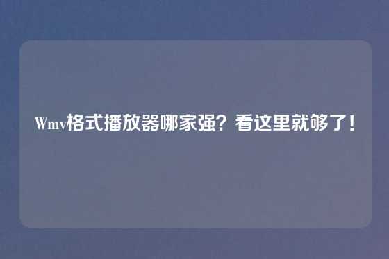 Wmv格式播放器哪家强？看这里就够了！