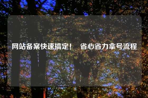 网站备案快速搞定！  省心省力拿号流程