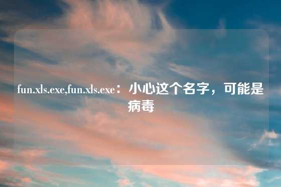 fun.xls.exe,fun.xls.exe：小心这个名字，可能是病毒