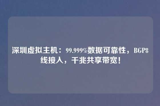 深圳虚拟主机：99.999%数据可靠性，BGP8线接入，千兆共享带宽！