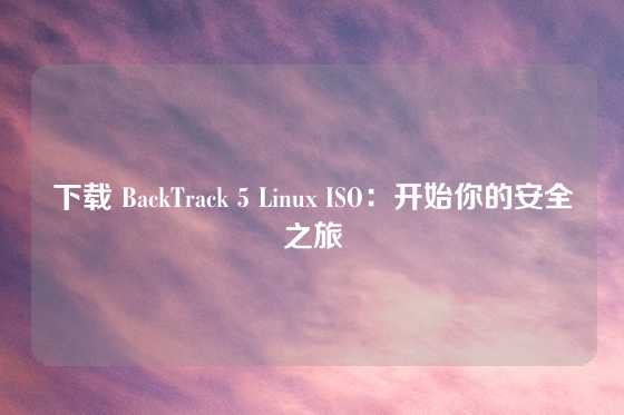 下载 BackTrack 5 Linux ISO：开始你的安全之旅