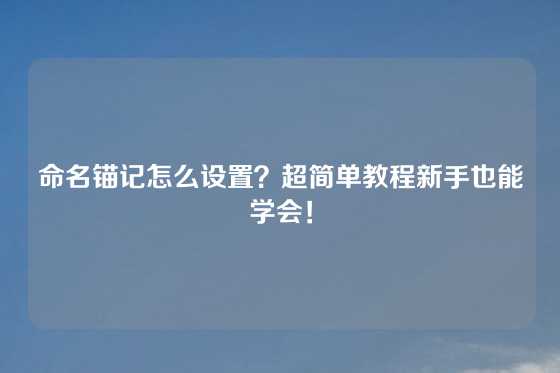 命名锚记怎么设置？超简单教程新手也能学会！