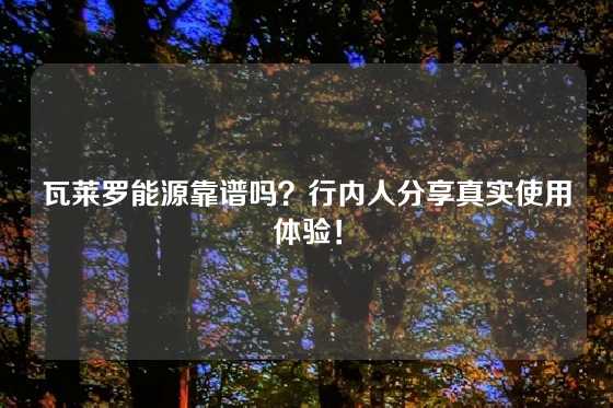 瓦莱罗能源靠谱吗？行内人分享真实使用体验！