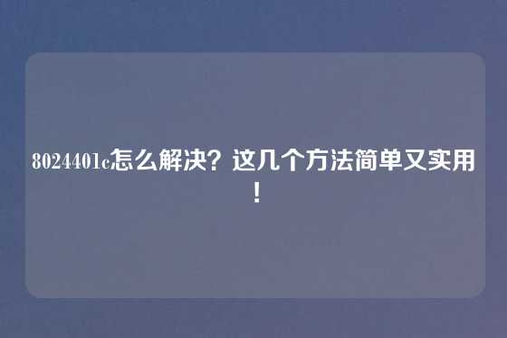8024401c怎么解决？这几个方法简单又实用！