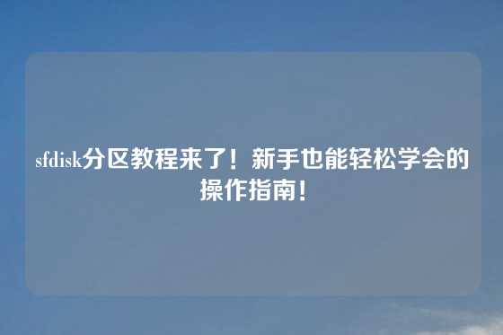 sfdisk分区教程来了！新手也能轻松学会的操作指南！