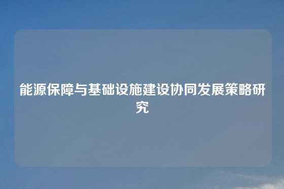 能源保障与基础设施建设协同发展策略研究