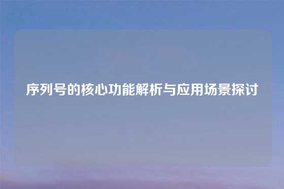 序列号的核心功能解析与应用场景探讨