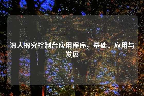 深入探究控制台应用程序，基础、应用与发展