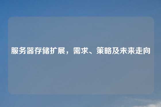 服务器存储扩展，需求、策略及未来走向