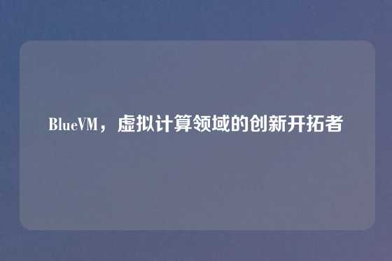 BlueVM，虚拟计算领域的创新开拓者
