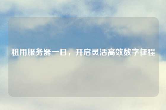 租用服务器一日，开启灵活高效数字征程