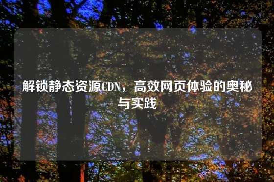 解锁静态资源CDN，高效网页体验的奥秘与实践