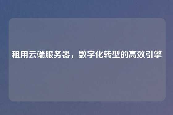 租用云端服务器，数字化转型的高效引擎