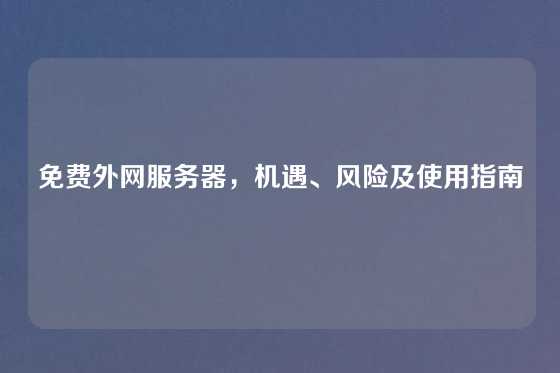 免费外网服务器，机遇、风险及使用指南