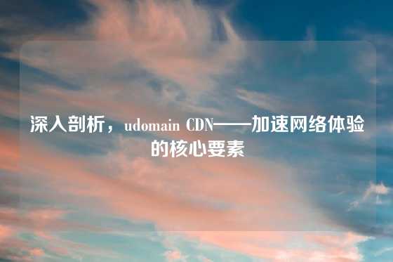 深入剖析，udomain CDN——加速网络体验的核心要素