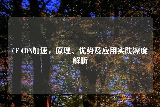 CF CDN加速，原理、优势及应用实践深度解析
