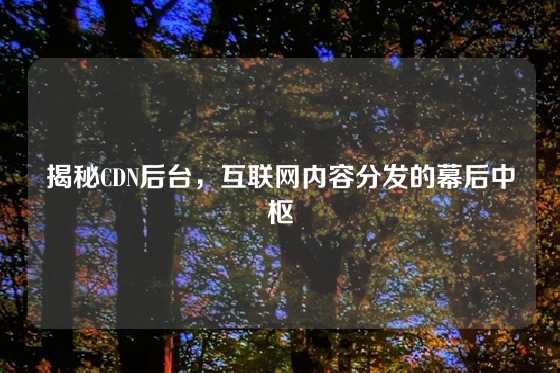 揭秘CDN后台，互联网内容分发的幕后中枢