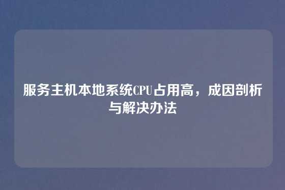 服务主机本地系统CPU占用高，成因剖析与解决办法