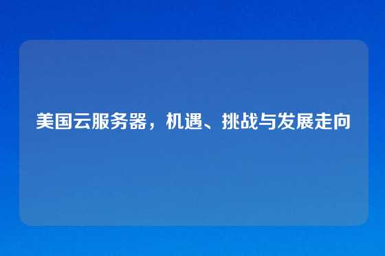 美国云服务器，机遇、挑战与发展走向